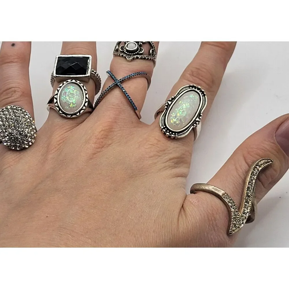 Lot of 7 Fashion Rings Size 6-9 mostly 8